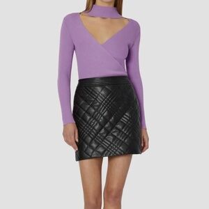 MILLY Hailey Quilted Vegan Leather Skirt in Black Women’s 8